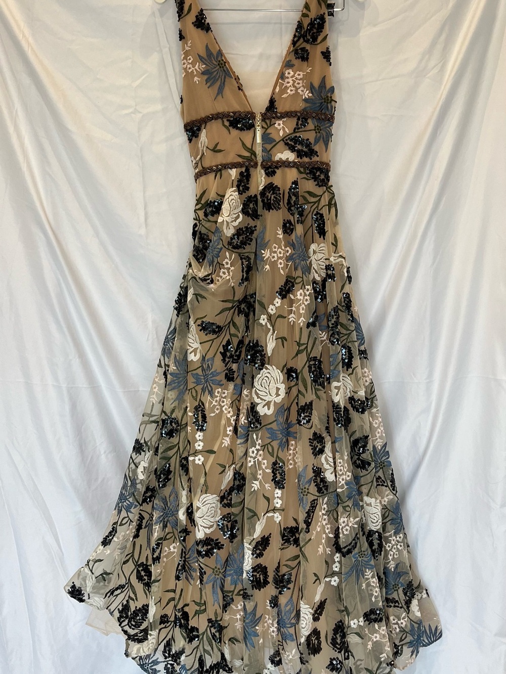 Revolve Bronx and Banco Tunisia Plunge Embroidered V-Neck Floral Evening Gown - Picture 11 of 11